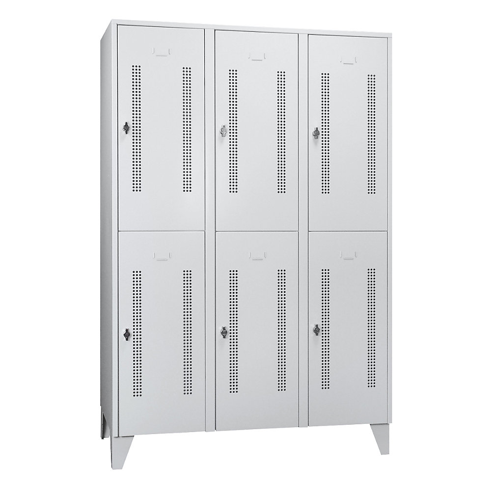 Vestiaire métallique sur pieds, compartiments séparés horizontalement