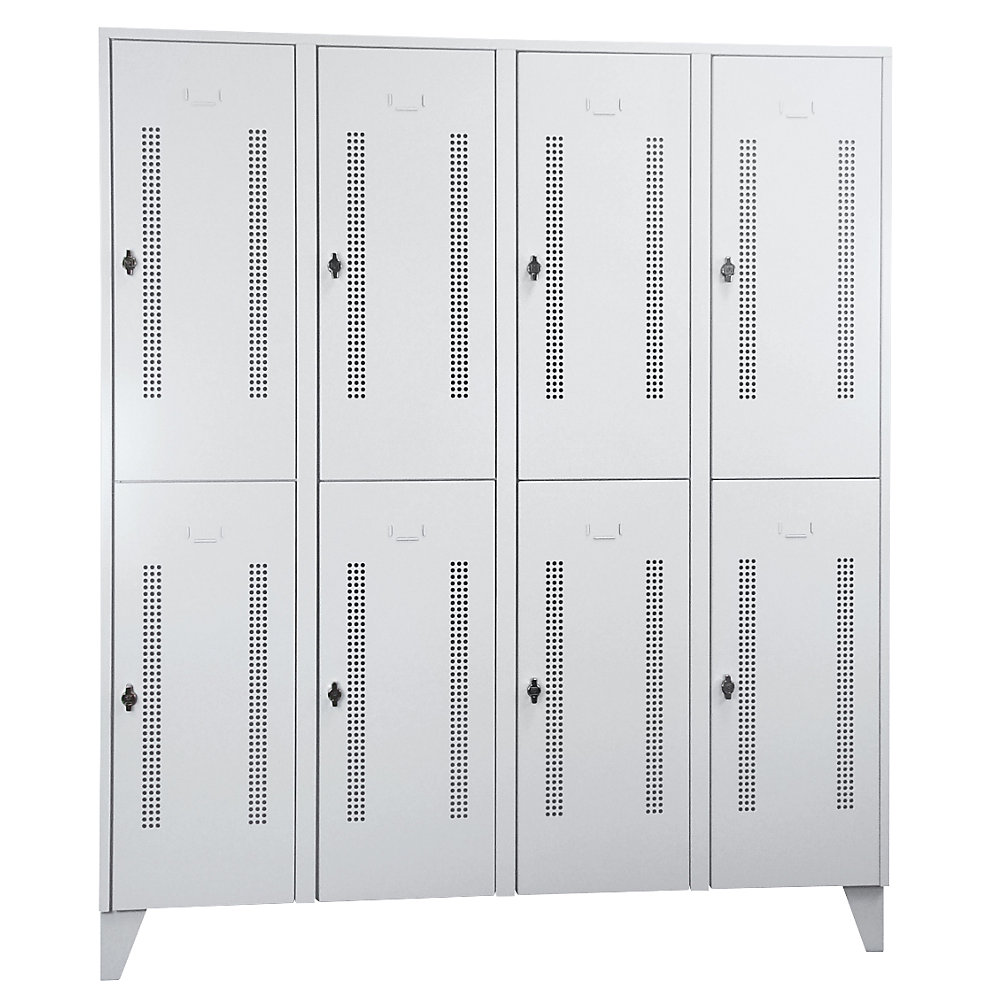 Vestiaire métallique sur pieds, compartiments séparés horizontalement