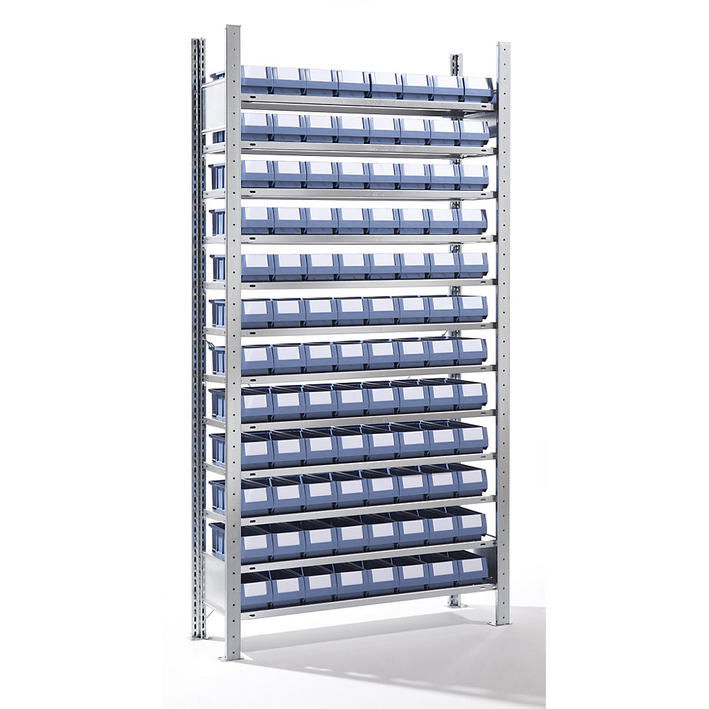 Rayonnage emboîtable avec bacs