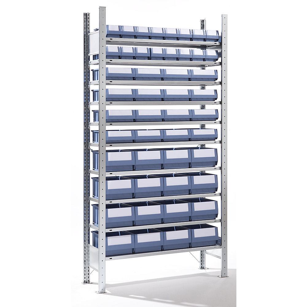 Rayonnage emboîtable avec bacs