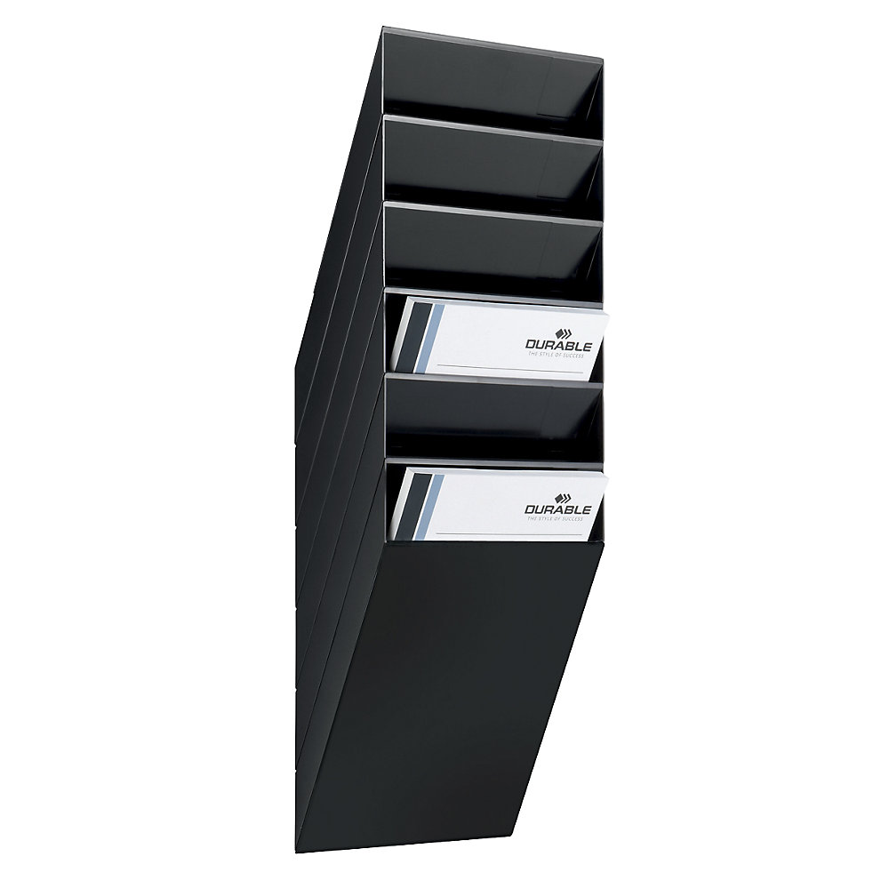 DURABLE Wall mounted brochure racks, portrait format, 6 x A4, pack of 2, black