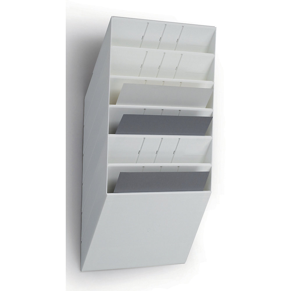 DURABLE Wall mounted brochure racks, landscape format, 6 x A4, pack of 2, white