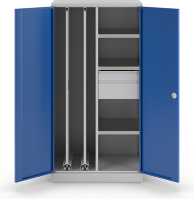 Vertikalauszugschrank, mit Trennwand, 2 Auszüge, lichtgrau / enzianblau - Vertikalauszugschrank, mit Trennwand, 2 Auszüge, lichtgrau / enzianblau - 2