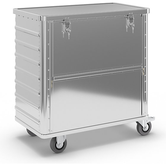 Alu-Kastenwagen, absenkb. Seitenw., LxBxH mm, m. Deckel, Schlössern - 1