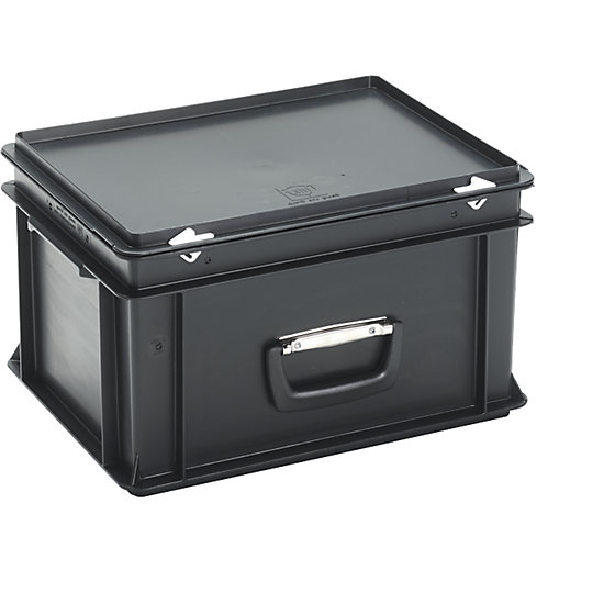 ESD-Kunststoffkoffer, Inhalt 20 l, Außenmaß LxBxH 400x300x233 mm, ab Stück - 1
