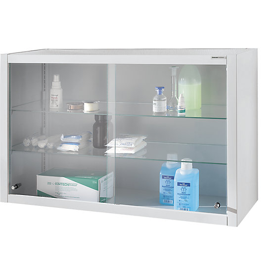 Medikamentenschrank, 2 Schiebetüren, Fachböden, - 2