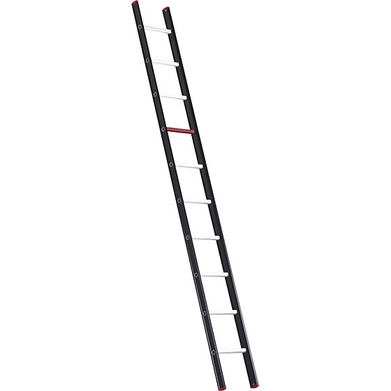 Alu-Anlegeleiter, mit Sprossen, schwarz, Sprossen - 1