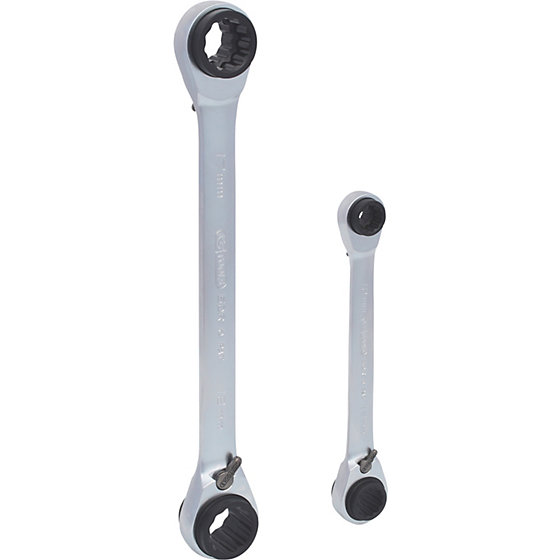 4 in 1 GEARplus umschaltbar Doppel-Ratschenringschlüssel-Satz, 2 T.,Weite 8-19mm - 1