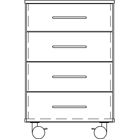 Labor-Unterschrank, hoch, 4 Schubladen, Breite - 3
