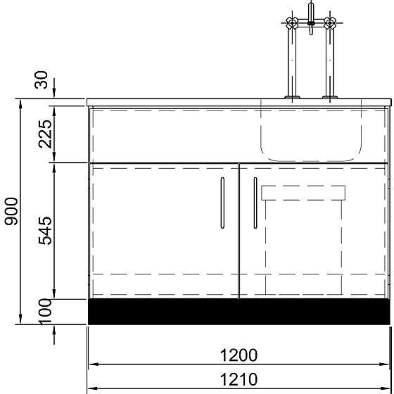 Laborspüle, Tischplatte / Becken Edelstahl, BxTxH x 750 900 1285 - 3