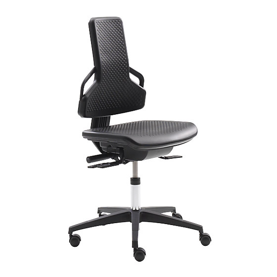 Arbeitsdrehstuhl, mit Rollen, PU-Schaum, schwarz - 1