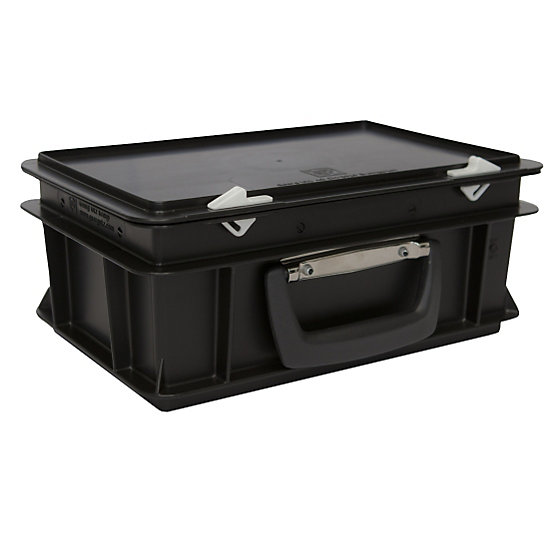 ESD-Kunststoffkoffer, Inhalt 5 l, Außenmaß LxBxH 300x200x130 mm, ab Stück - 1