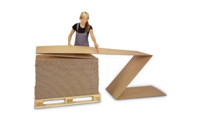 Fan folded corrugated cardboard