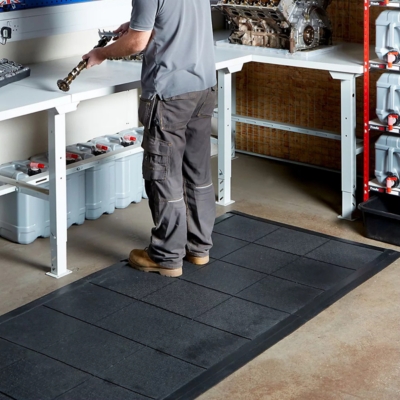 Anti-fatigue garage flooring mats for standing areas
