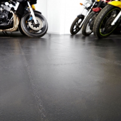 Black vinyl garage floor tiles