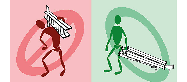 Indicações sobre o manuseamento de escadas ergonómico que poupa as costas ha&