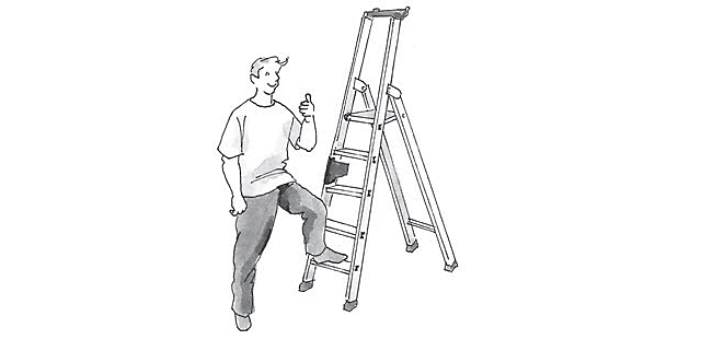 Indicações sobre o manuseamento de escadas ergonómico que poupa as costas ha&