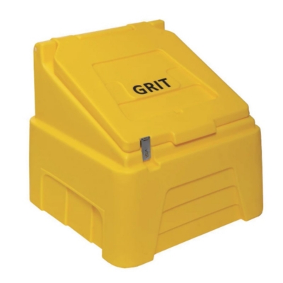 Yellow winter grit storage bin